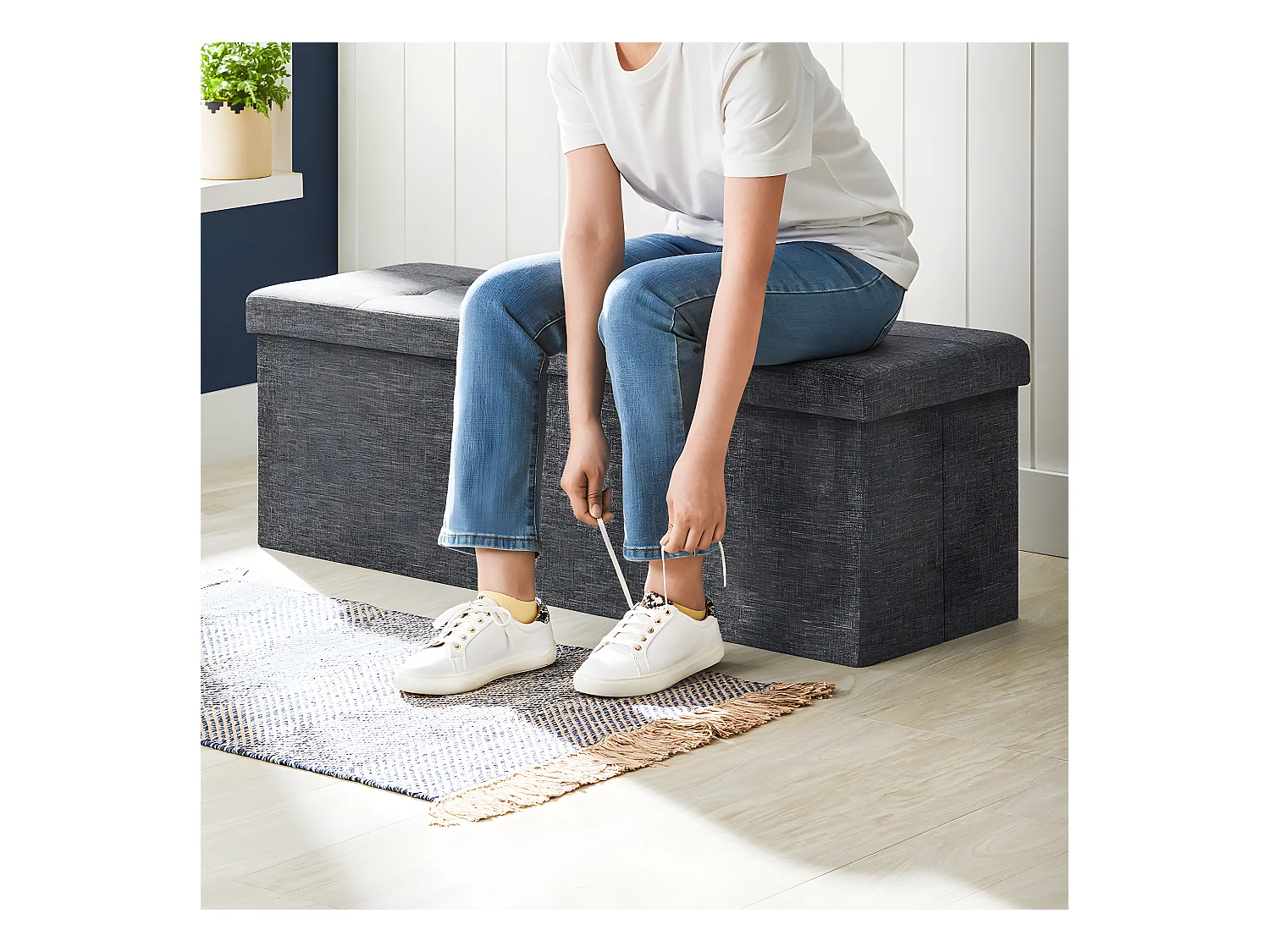 Coffre de rangement avec couvercle pliable - L110 cm