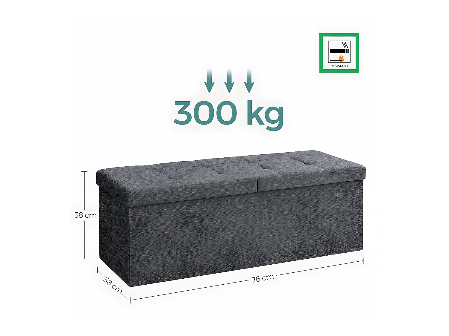 Coffre de rangement avec couvercle pliable - L110 cm