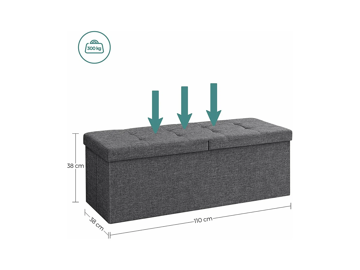 Coffre de rangement avec couvercle pliable - L110 cm