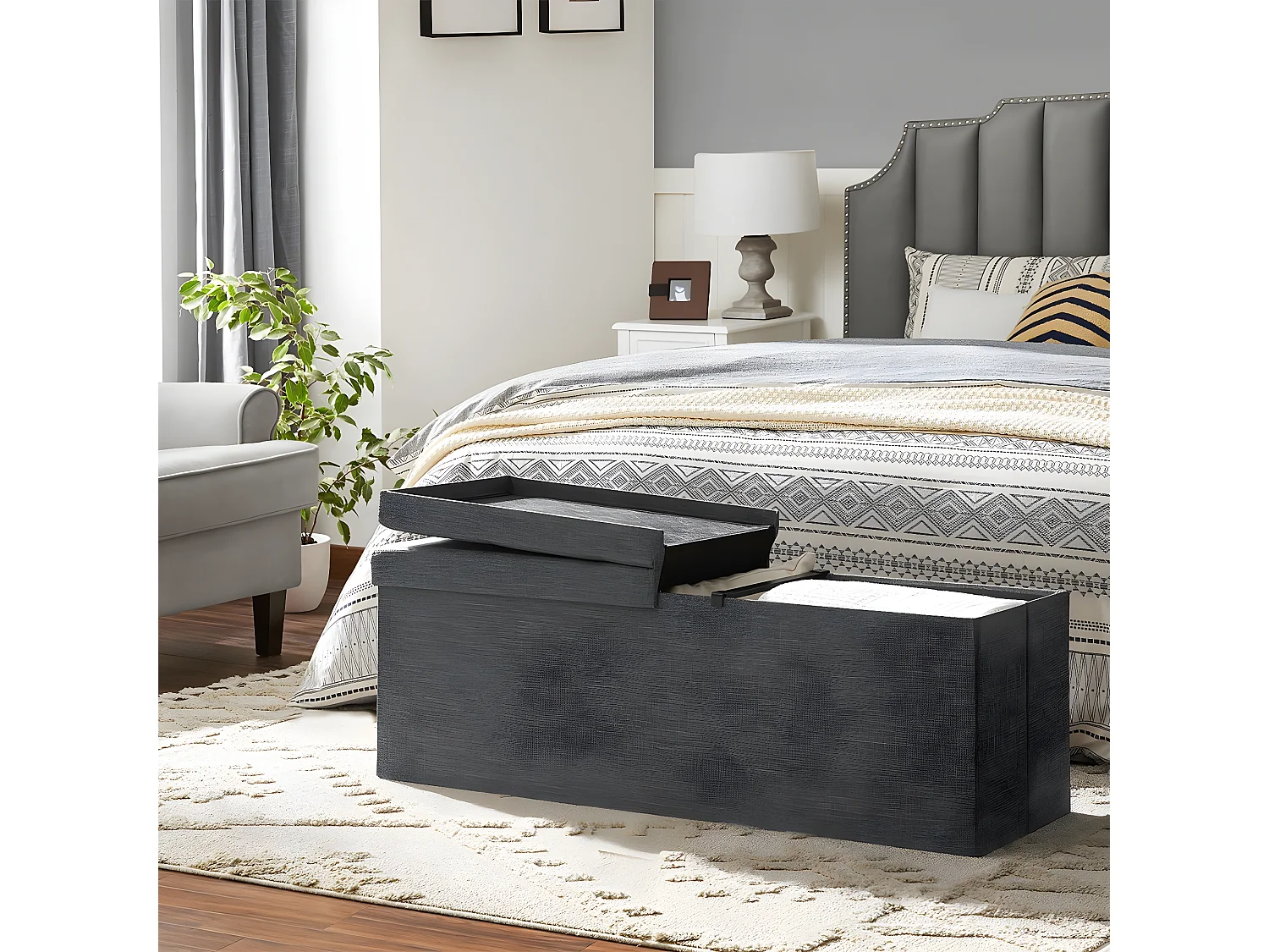 Coffre de rangement avec couvercle pliable - L110 cm