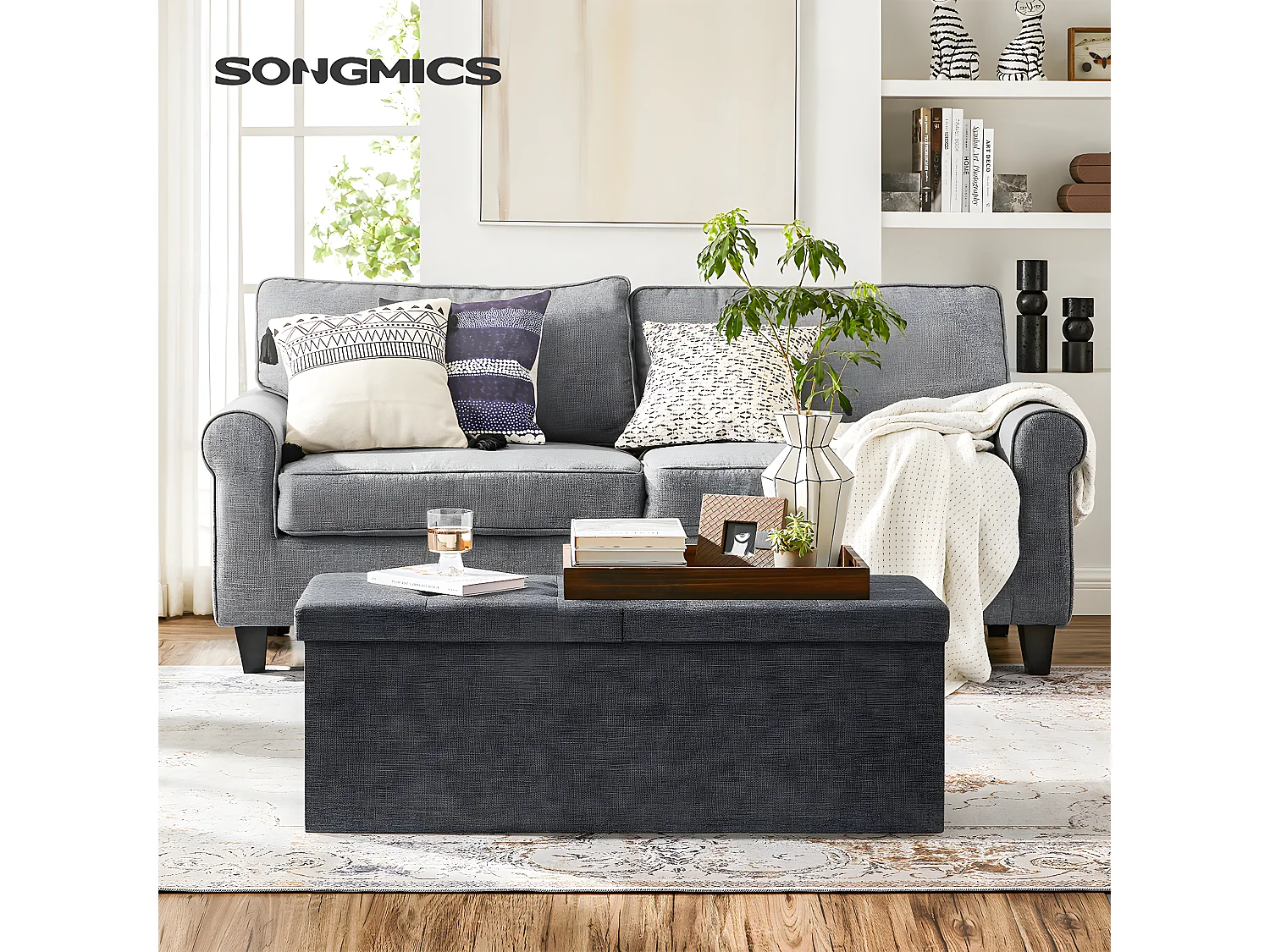 Coffre de rangement avec couvercle pliable - L110 cm