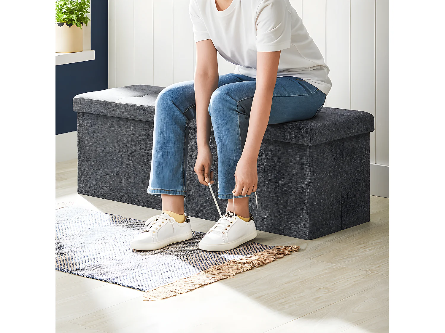 Coffre de rangement avec couvercle pliable - L110 cm