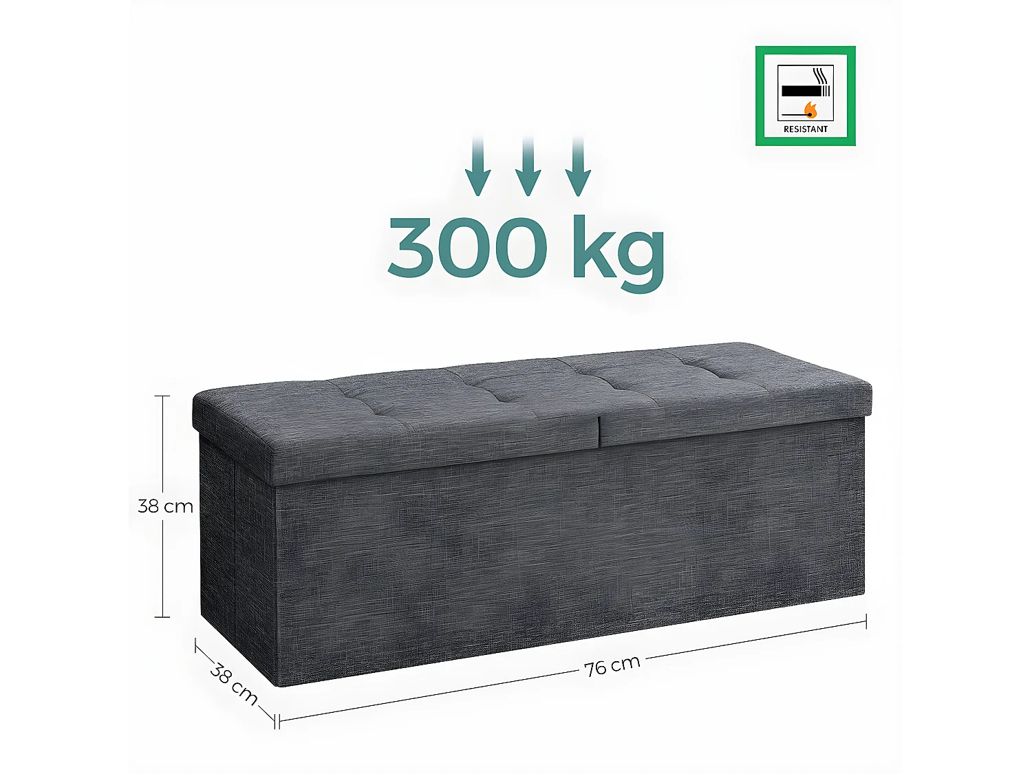 Coffre de rangement avec couvercle pliable - L110 cm