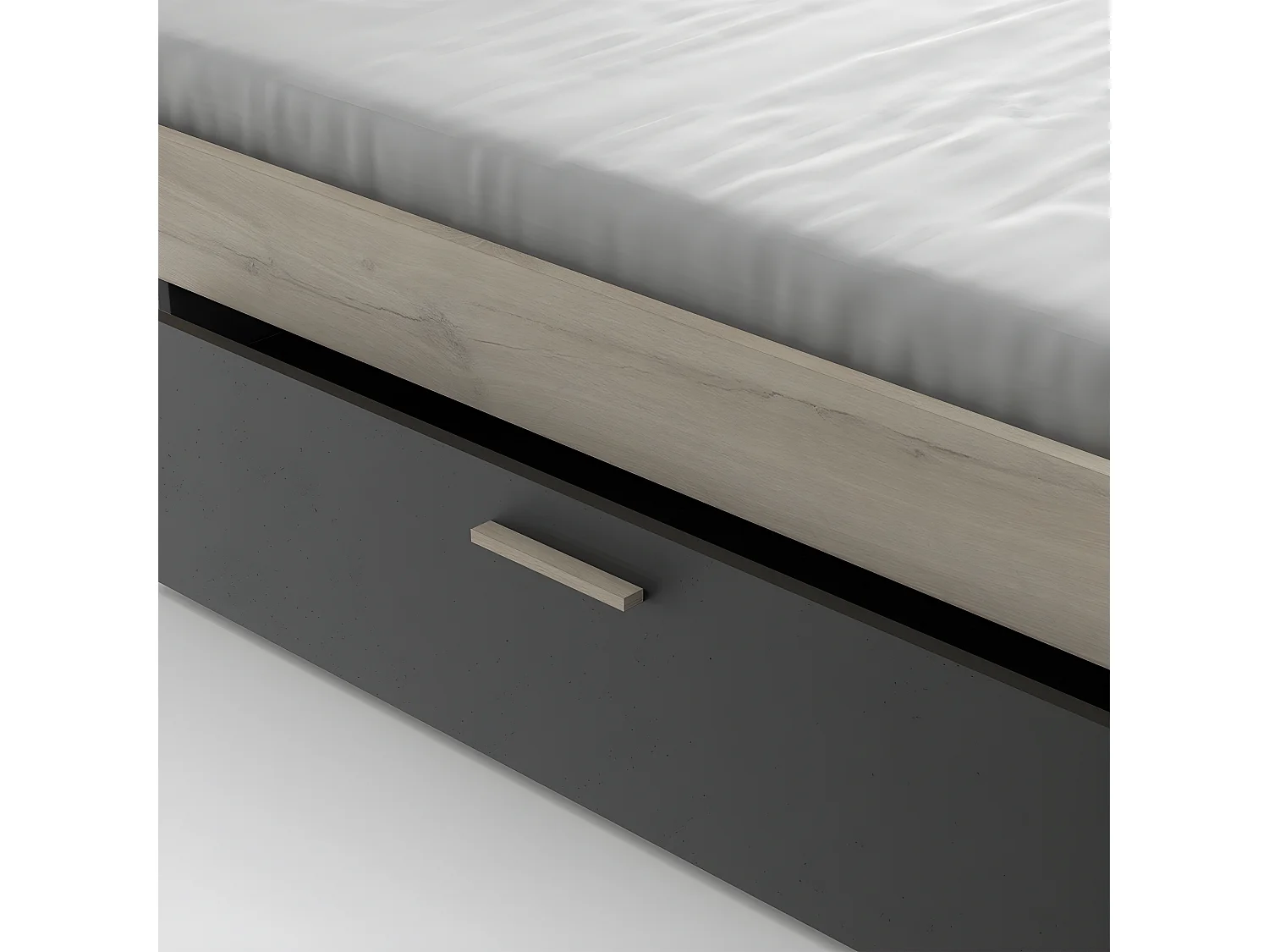 Lit 140x190/200 cm avec 4 tiroirs décor chêne kronberg et noir - L145 cm