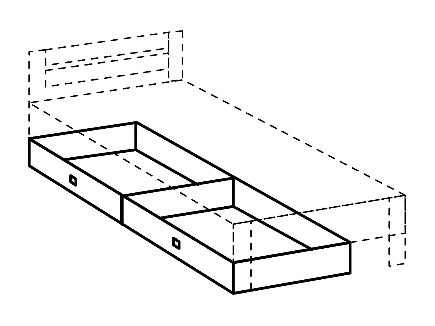 Lit 90x200 avec lot de 2 tiroirs - L96 cm