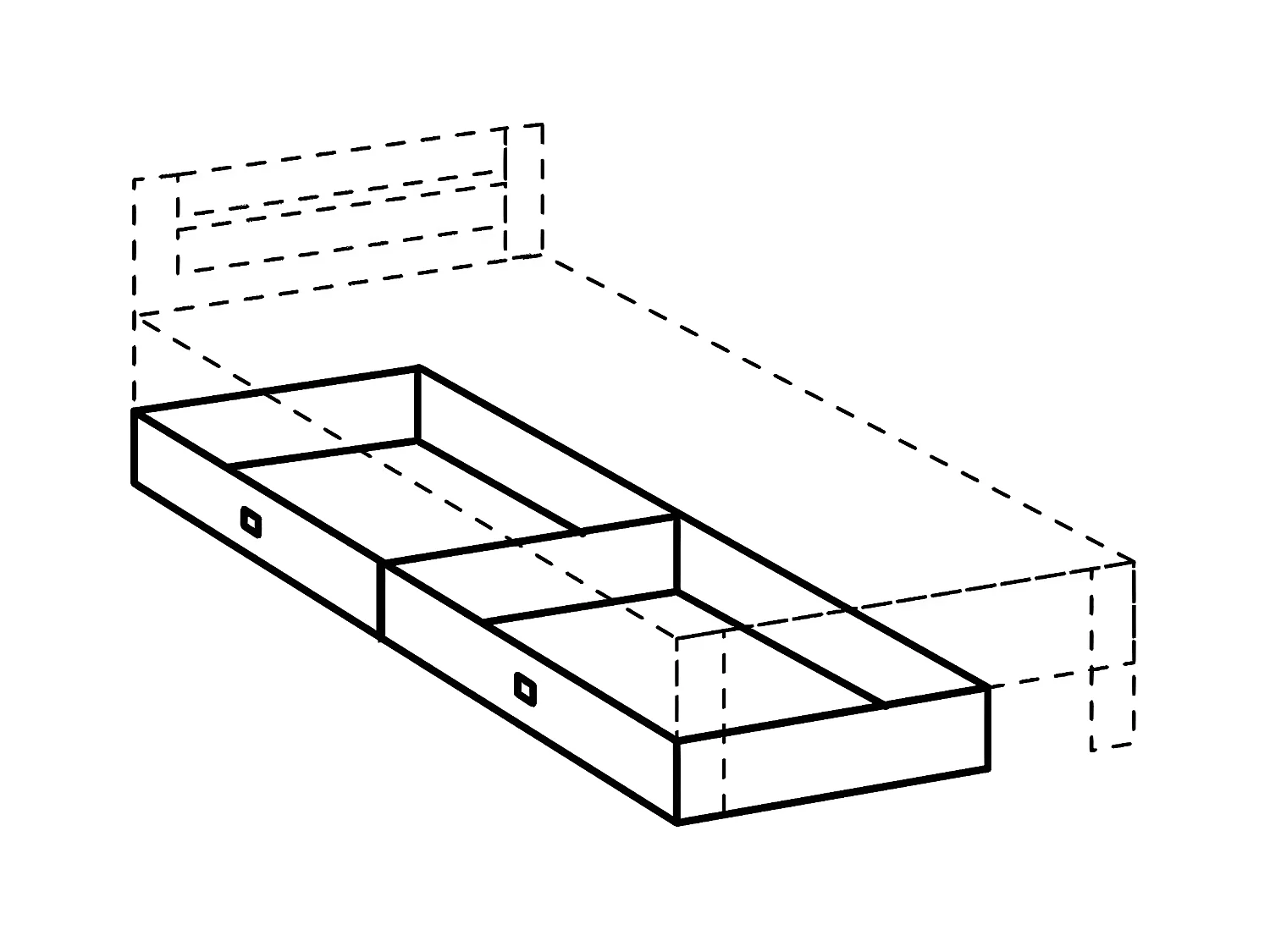 Lit 90x200 avec lot de 2 tiroirs - L96 cm