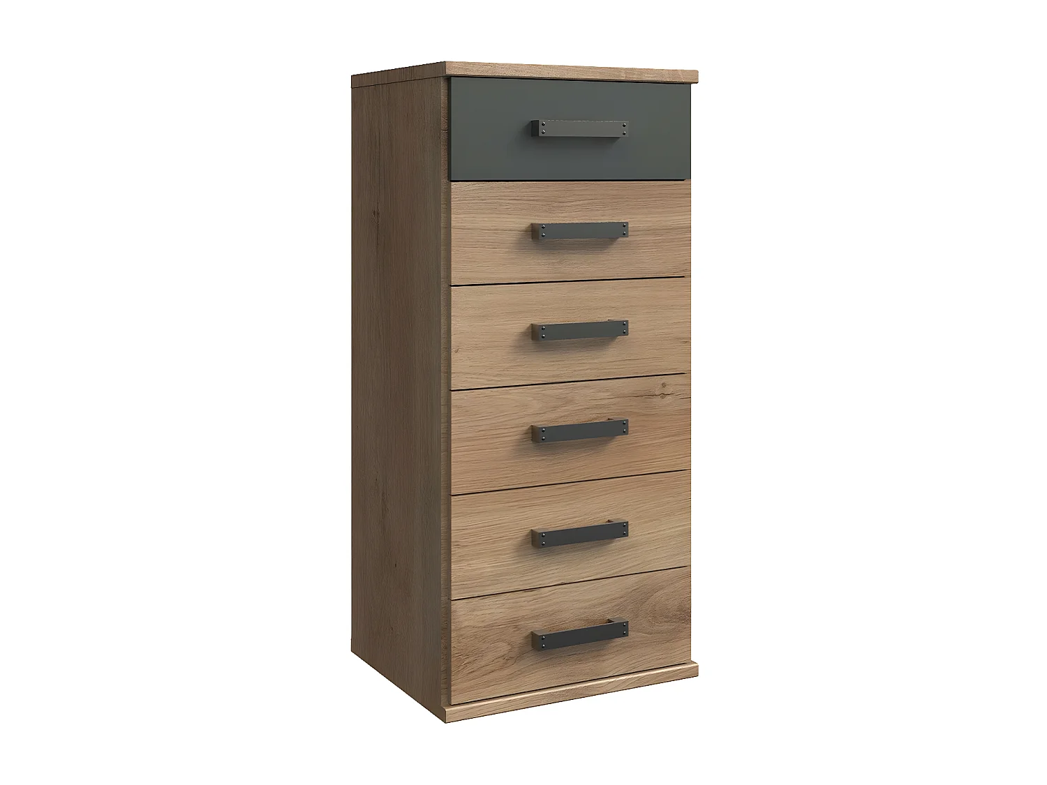 Ladenkast 6 laden eiken en grafietdecor - L46 cm