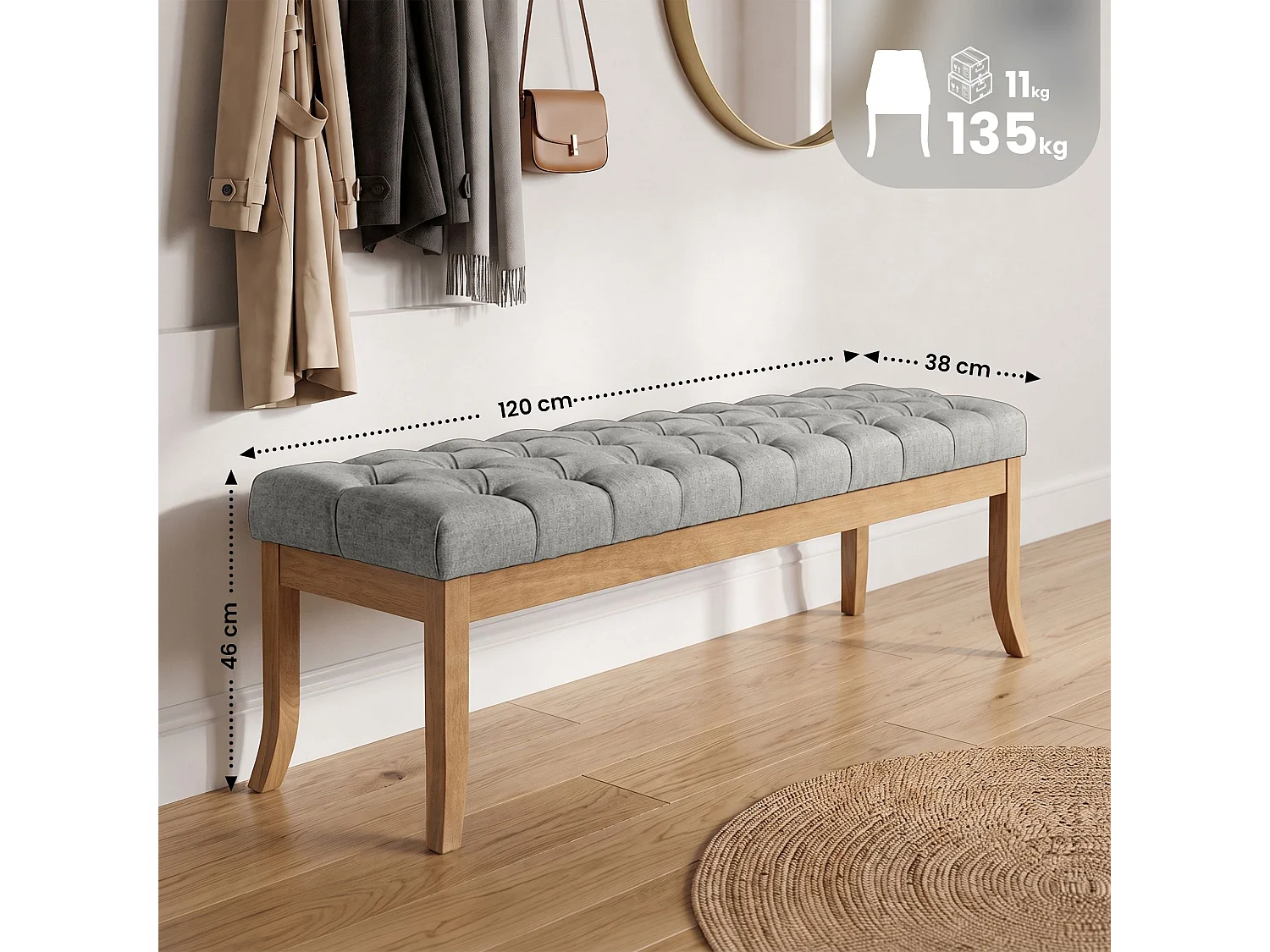 Banquette - Tissu - Gris - Ramses