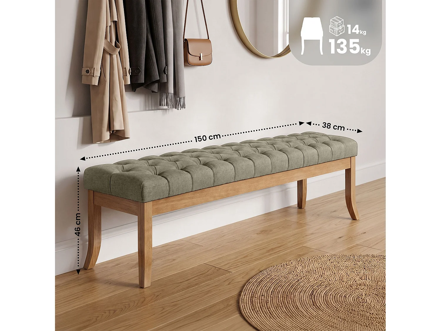 Banquette - Tissu - Taupe - Ramses