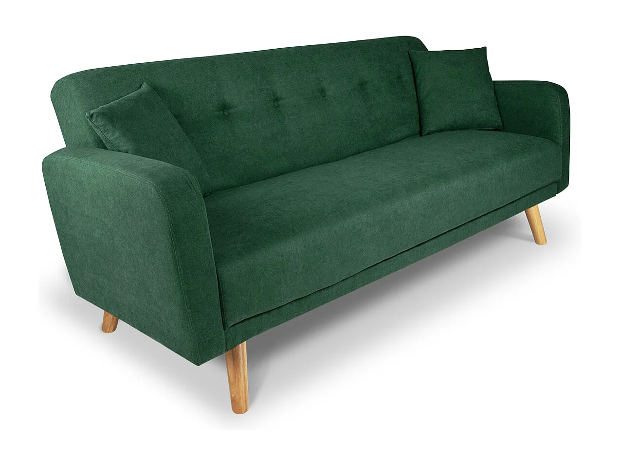 Divano letto clic clac in tessuto vellutato verde abete, divano 3 posti mod. Henry