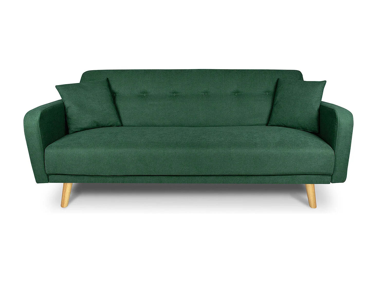 Divano letto clic clac in tessuto vellutato verde abete, divano 3 posti mod. Henry