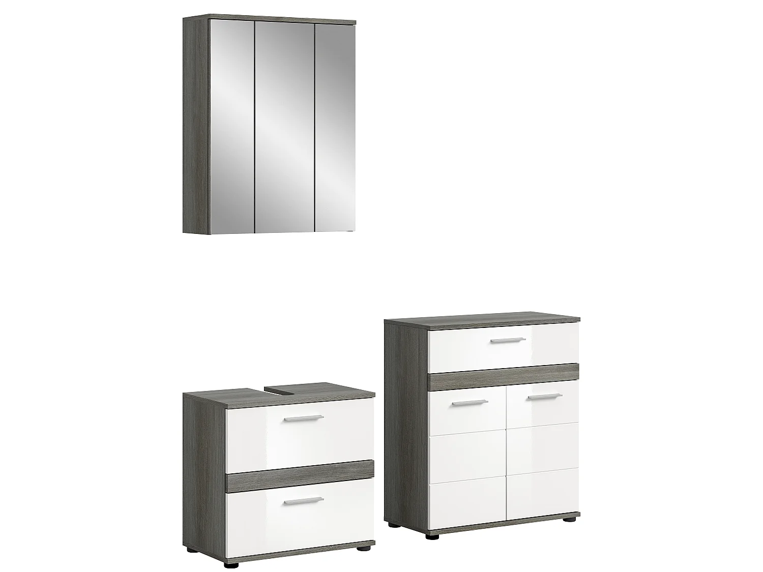 Blake Badmöbelset B6 Weiß hochglanz, grau.