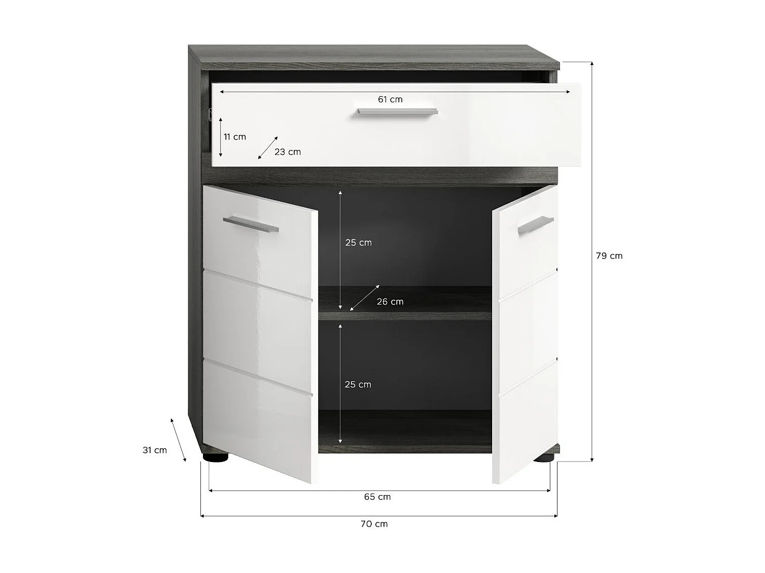 Blake Badmöbelset B6 Weiß hochglanz, grau.