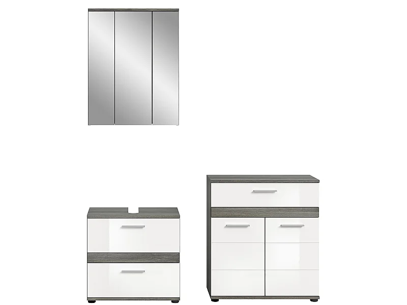 Blake Badmöbelset B6 Weiß hochglanz, grau.