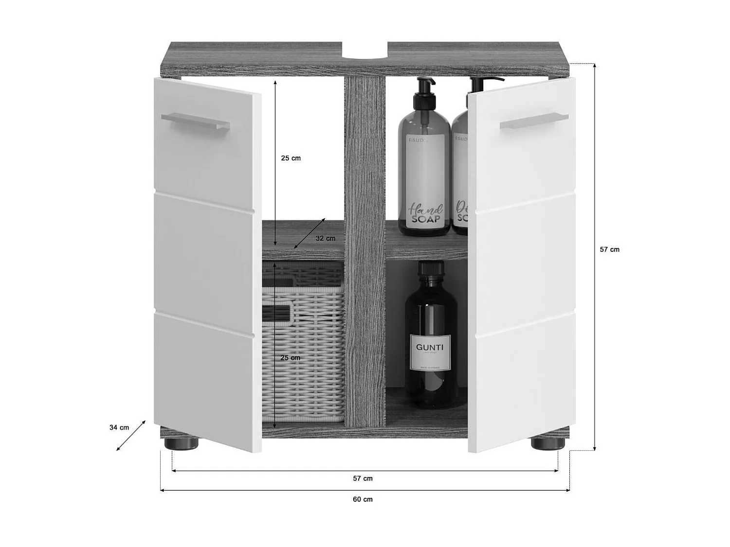 Blake Badmöbelset B1 Weiß hochglanz, grau.