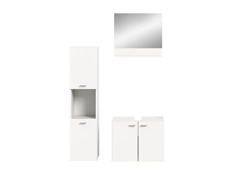 Boston - Ensemble de 3 meubles de salle de bains (L/H/P : 102x186x33 cm) en mélaminé  blanc, vasque non incluse