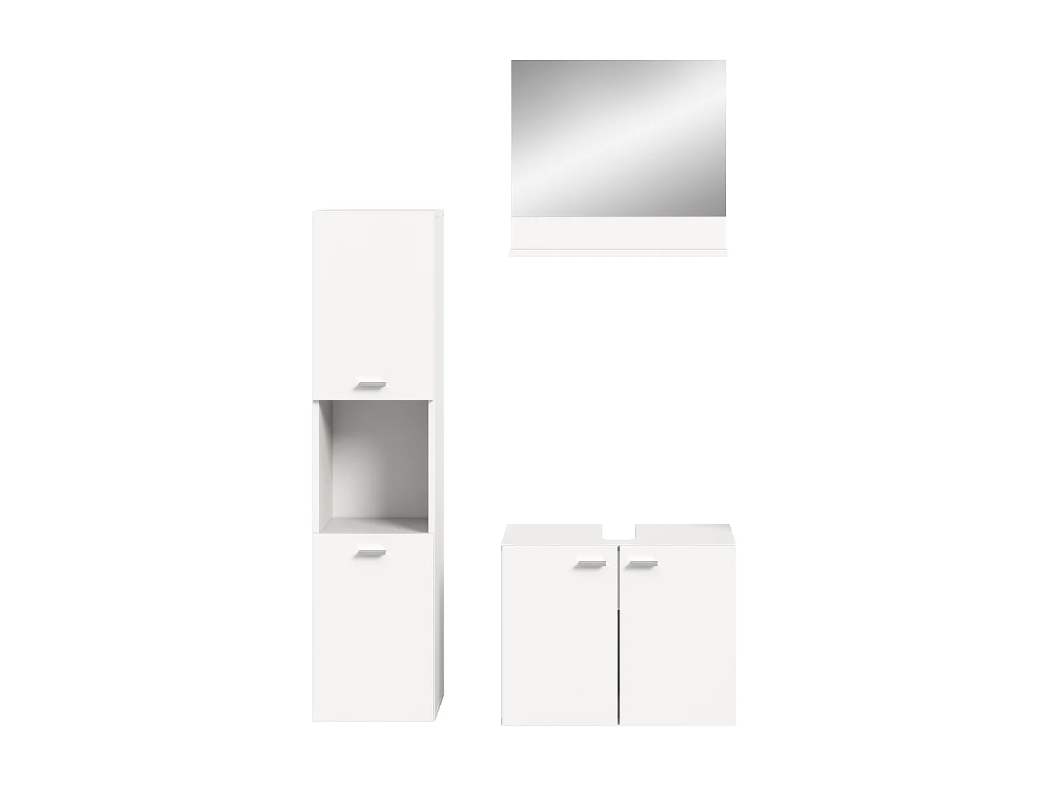 Boston - Ensemble de 3 meubles de salle de bains (L/H/P : 102x186x33 cm) en mélaminé  blanc, vasque non incluse