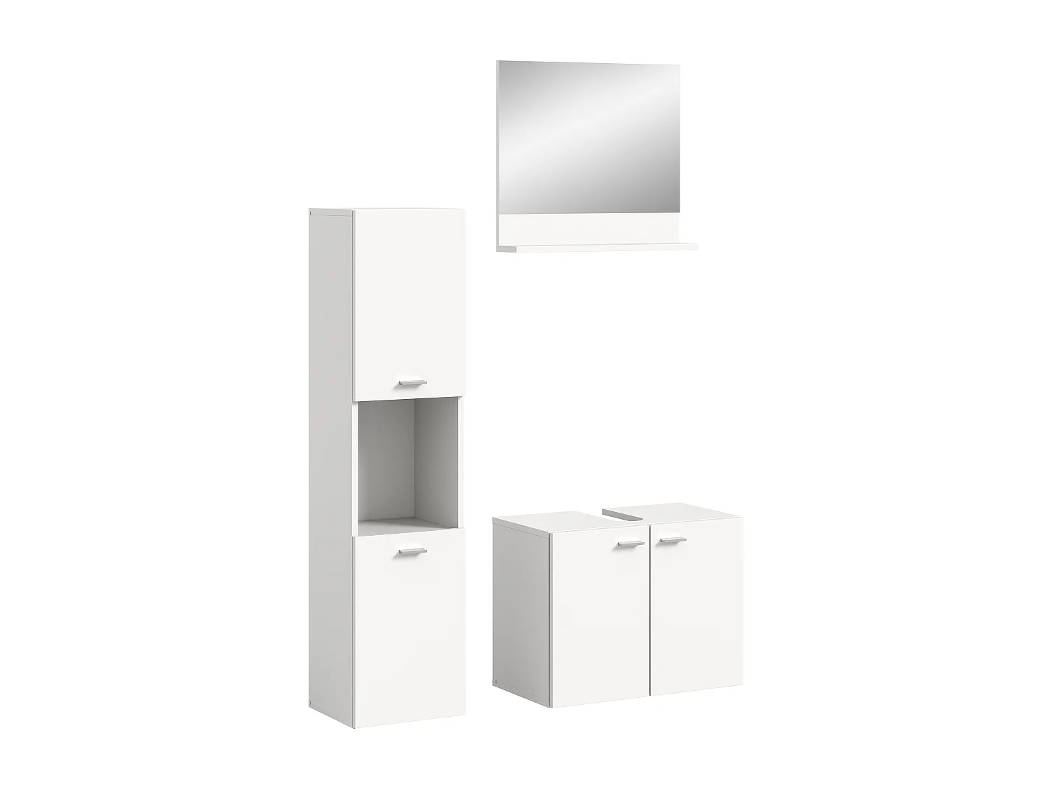 Boston - Ensemble de 3 meubles de salle de bains (L/H/P : 102x186x33 cm) en mélaminé  blanc, vasque non incluse