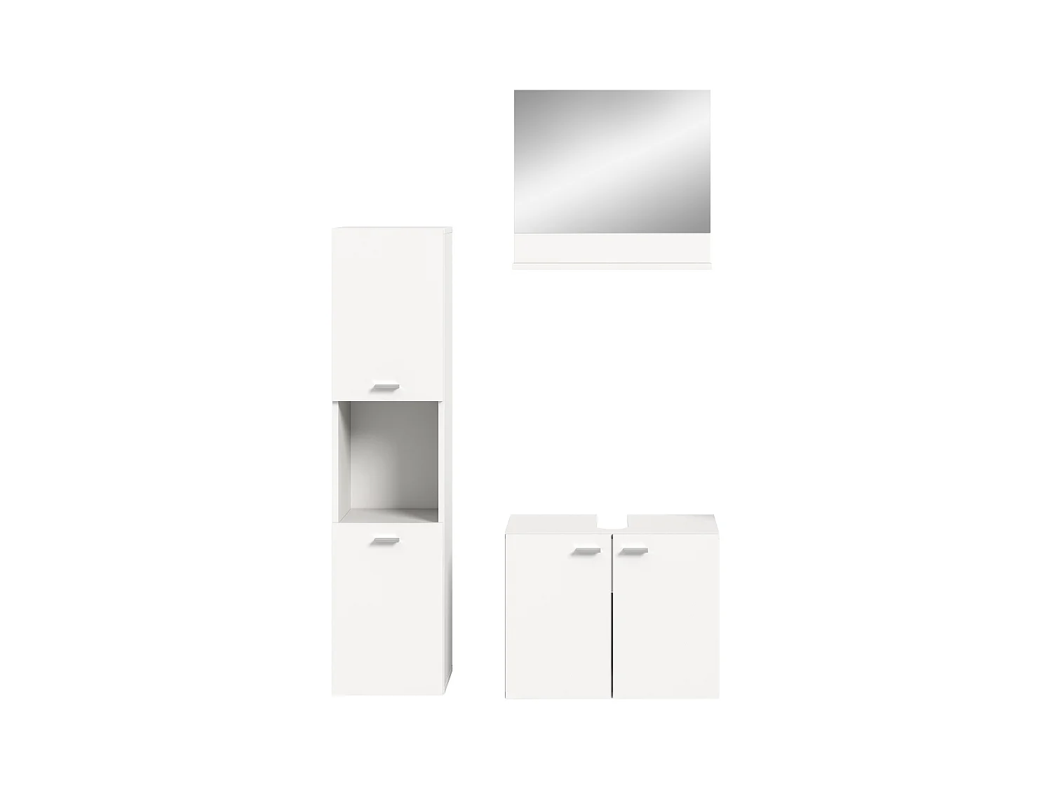 Boston - Ensemble de 3 meubles de salle de bains (L/H/P : 102x186x33 cm) en mélaminé  blanc, vasque non incluse