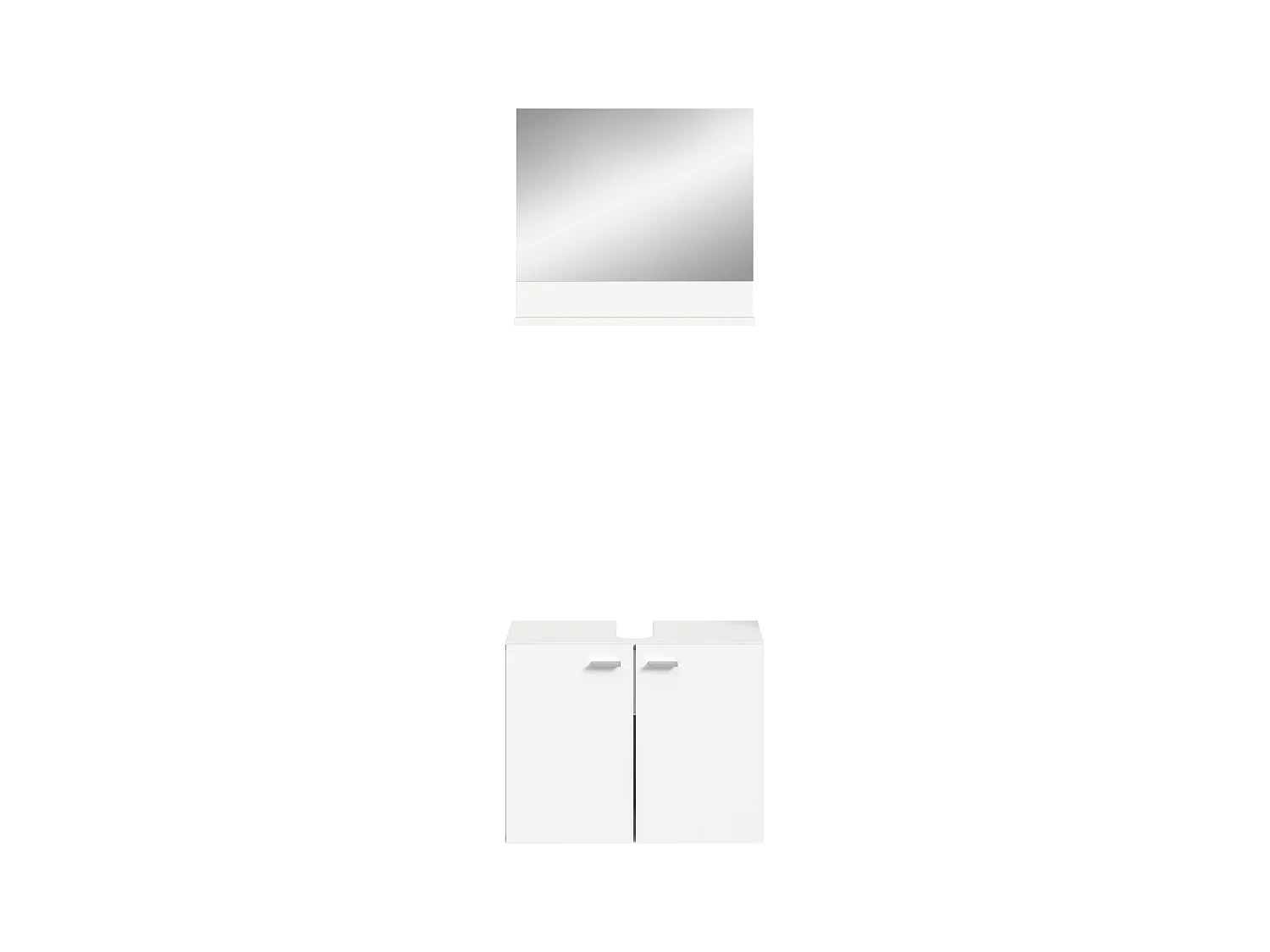 Boston - Ensemble de 2 meubles de salle de bains (L/H/P : 57x186x33 cm) en mélaminé  blanc, vasque non incluse