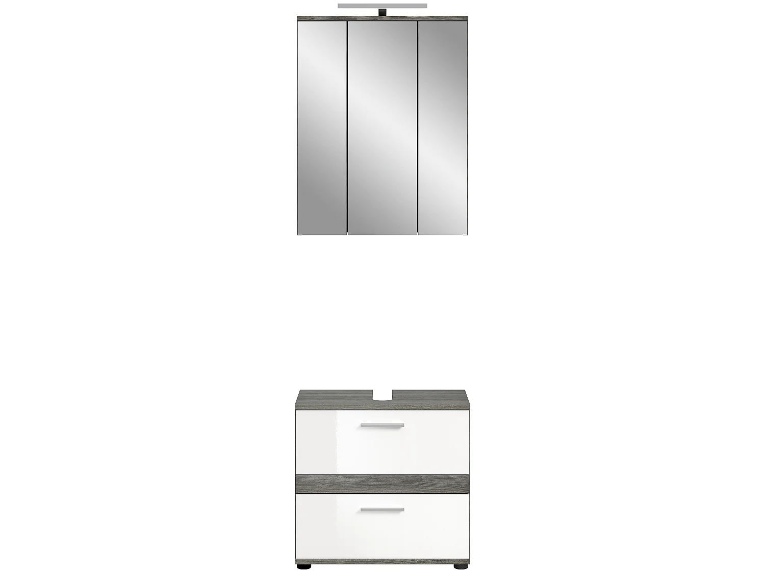 Blake Badmöbelset B10 Inkl. Beleuchtung Weiß hochglanz, grau.