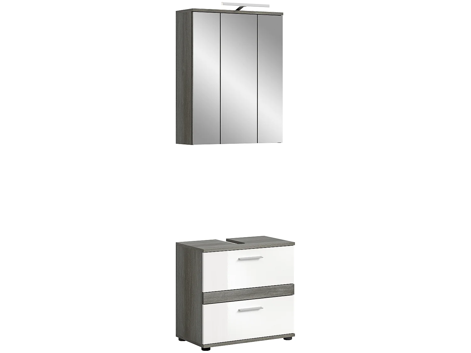 Blake Badmöbelset B10 Inkl. Beleuchtung Weiß hochglanz, grau.