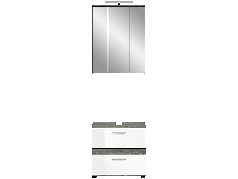 Blake Badmöbelset B10 Inkl. Beleuchtung Weiß hochglanz, grau.