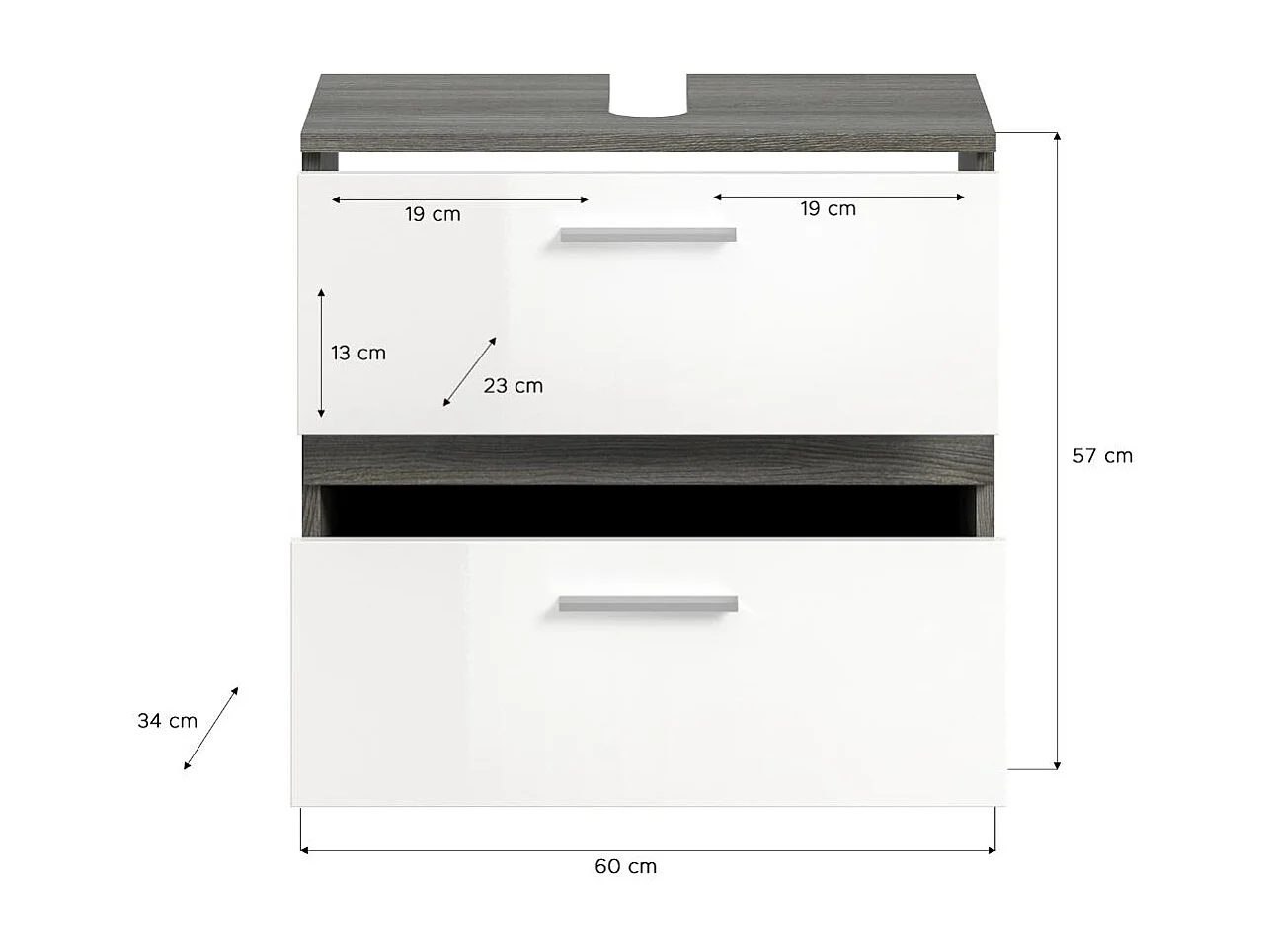 Blake Badmöbelset B4 Weiß hochglanz, grau.