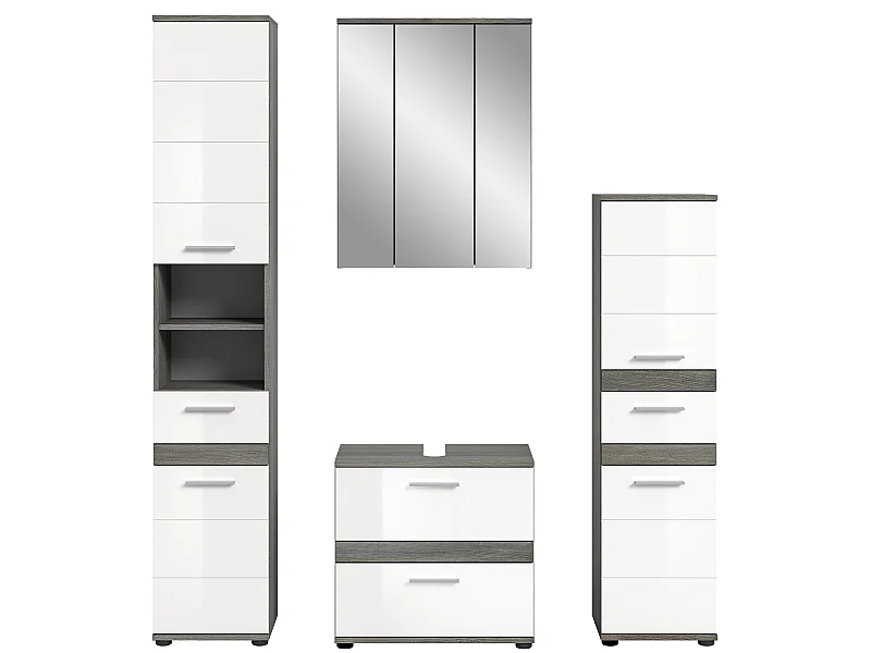 Blake Badmöbelset B4 Weiß hochglanz, grau.