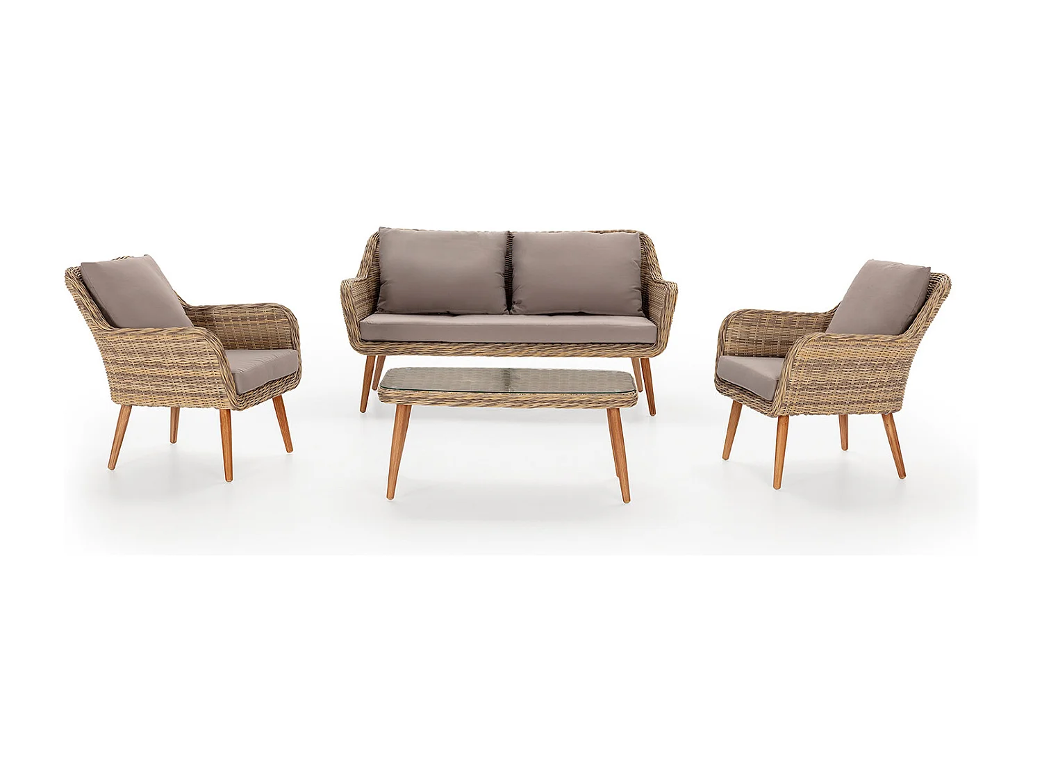 Conjunto Muebles de jardín Lila de ratán sintético, 4 Piezas