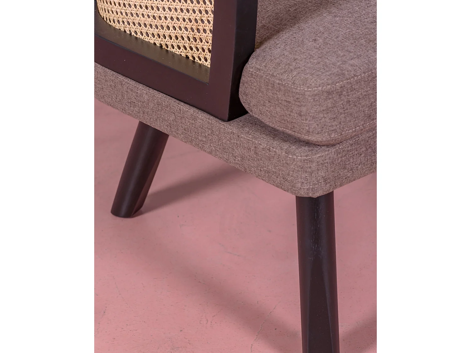 Vintage retro bank in natuurlijk rotan en katoenen kussen - Leeds - Zwart