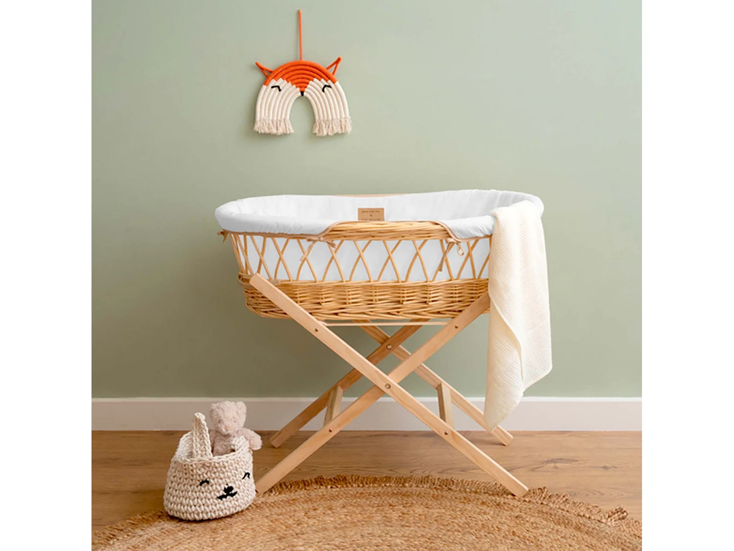 Moïse en osier blanc 27 x 30 x 68cm