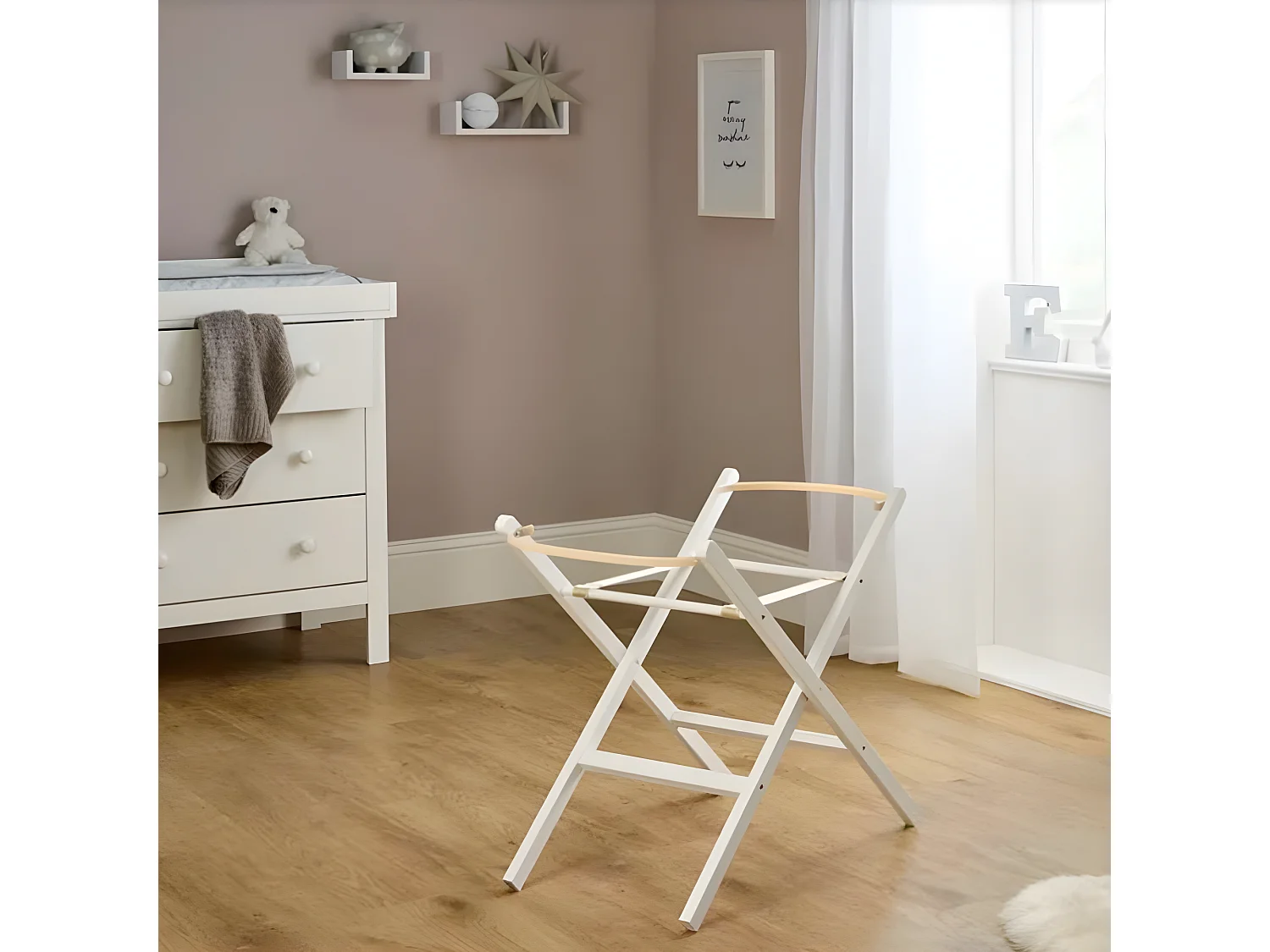 Pieds de chaise bascule pour moïse bois blanc 57,5x30/37x76,5/83,5cm