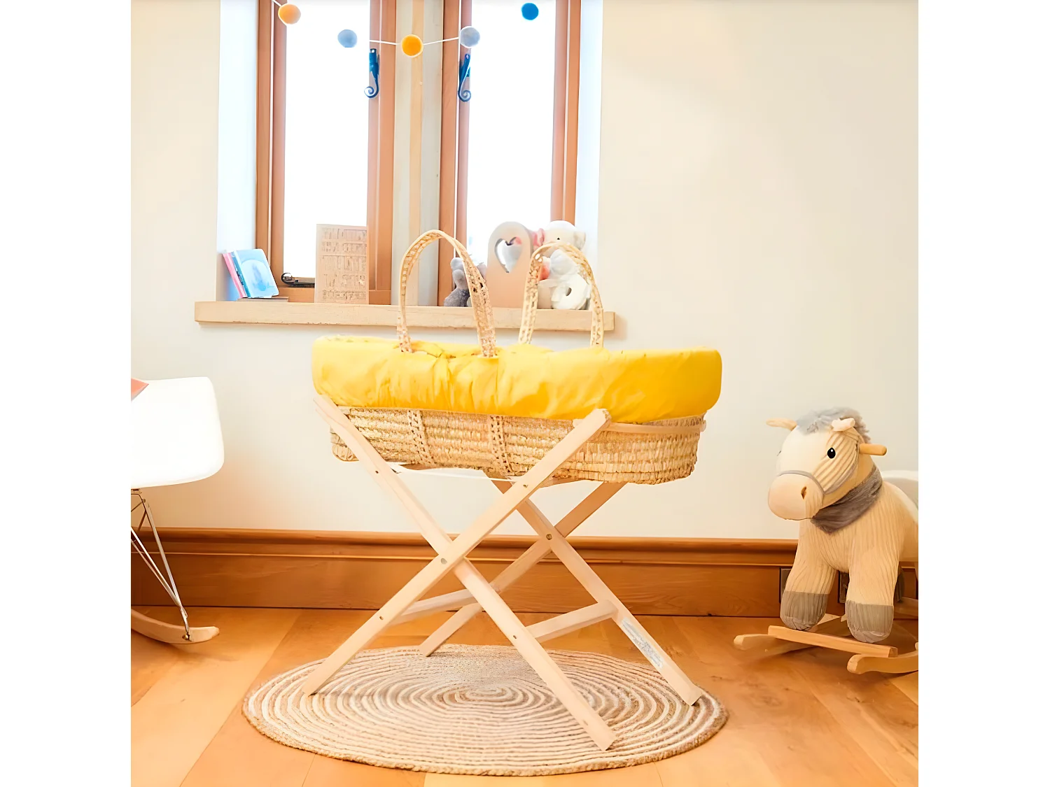 Pieds de chaise bascule pour moïse bois beige 57,5x30/37x76,5/83,5cm