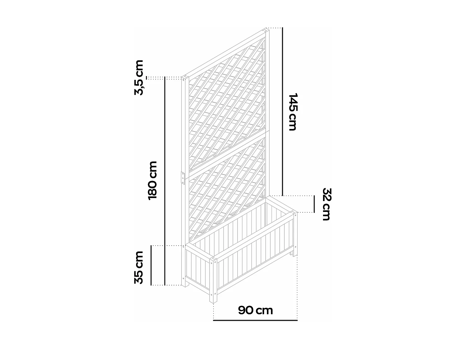 Dorothy - Jardinière en bois de cèdre imprégné avec espalier H180 cm