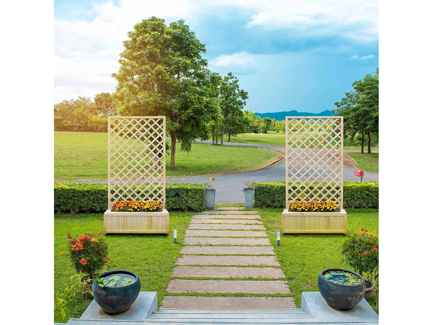 Dorothy - Jardinière en bois de cèdre imprégné avec espalier H180 cm