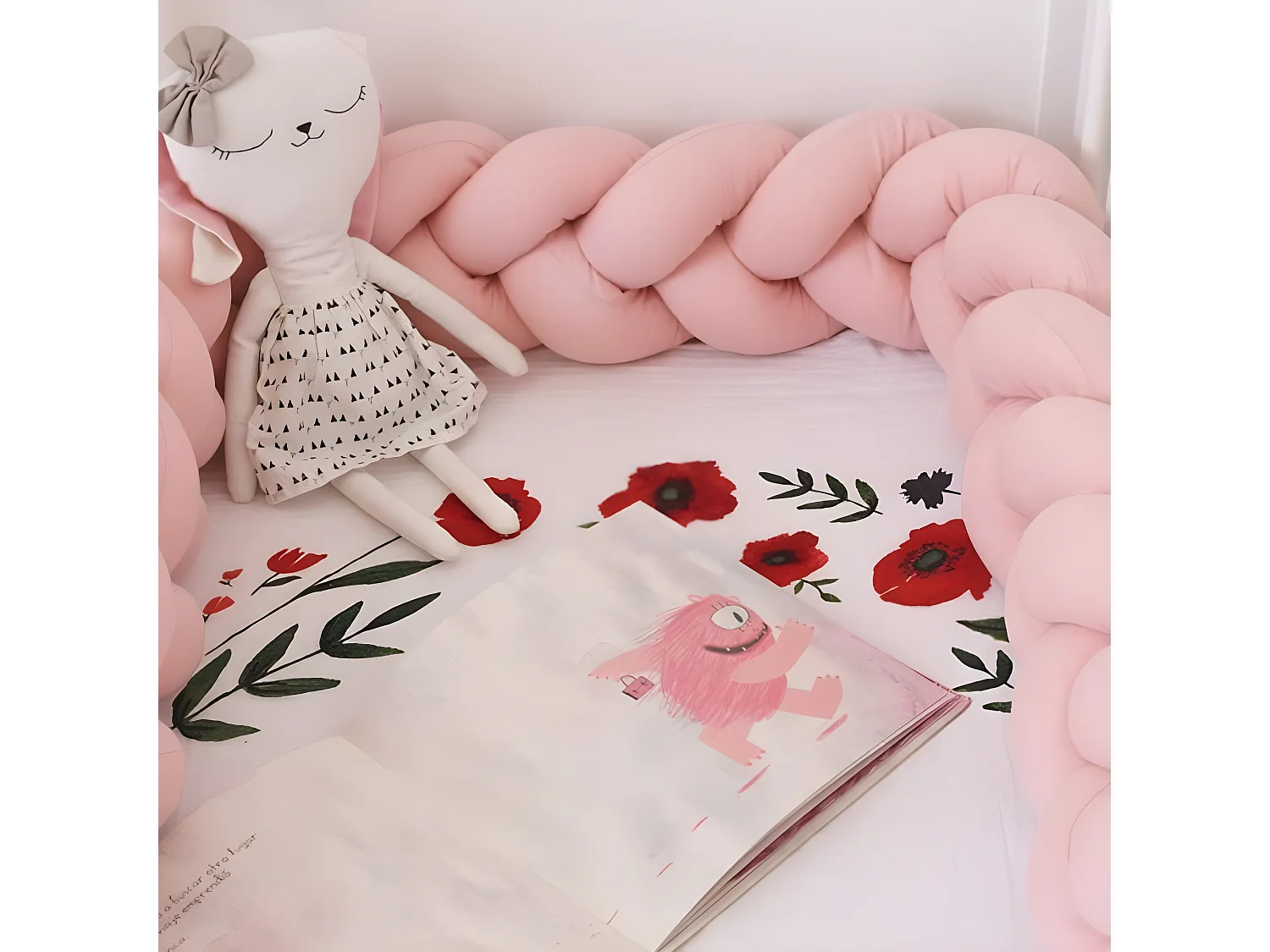 Protezione del letto in poliestere rosa 150x11cm