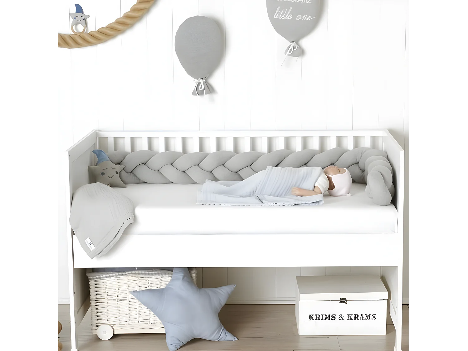 Protezione del letto in poliestere grigio 150x11cm