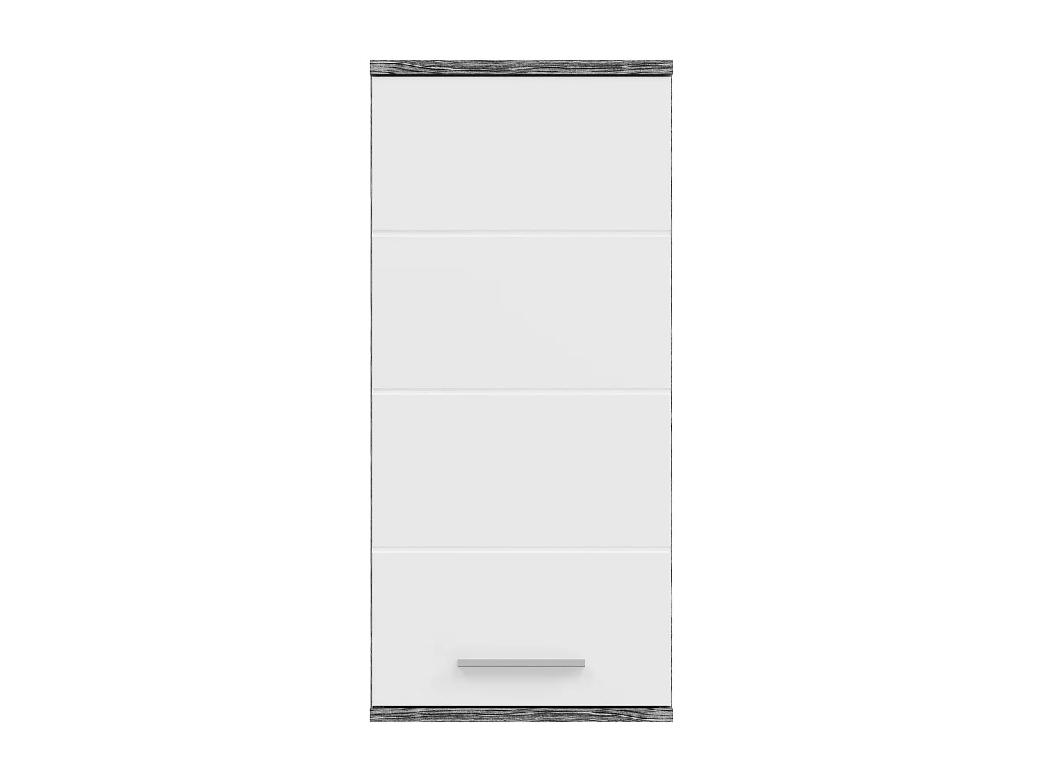 Kaleb - Meuble haut en mélaminé blanc et argenté  (L/H/P : 35x77x25 cm)