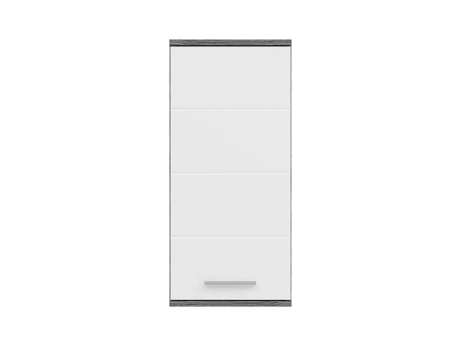 Kaleb - Meuble haut en mélaminé blanc et argenté  (L/H/P : 35x77x25 cm)