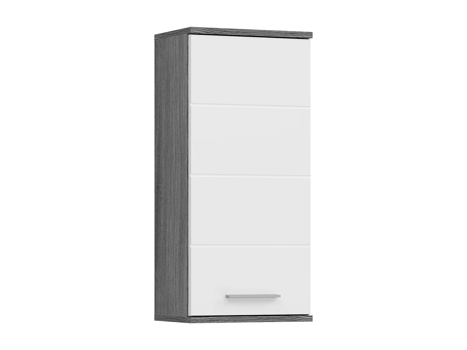 Kaleb - Meuble haut en mélaminé blanc et argenté  (L/H/P : 35x77x25 cm)