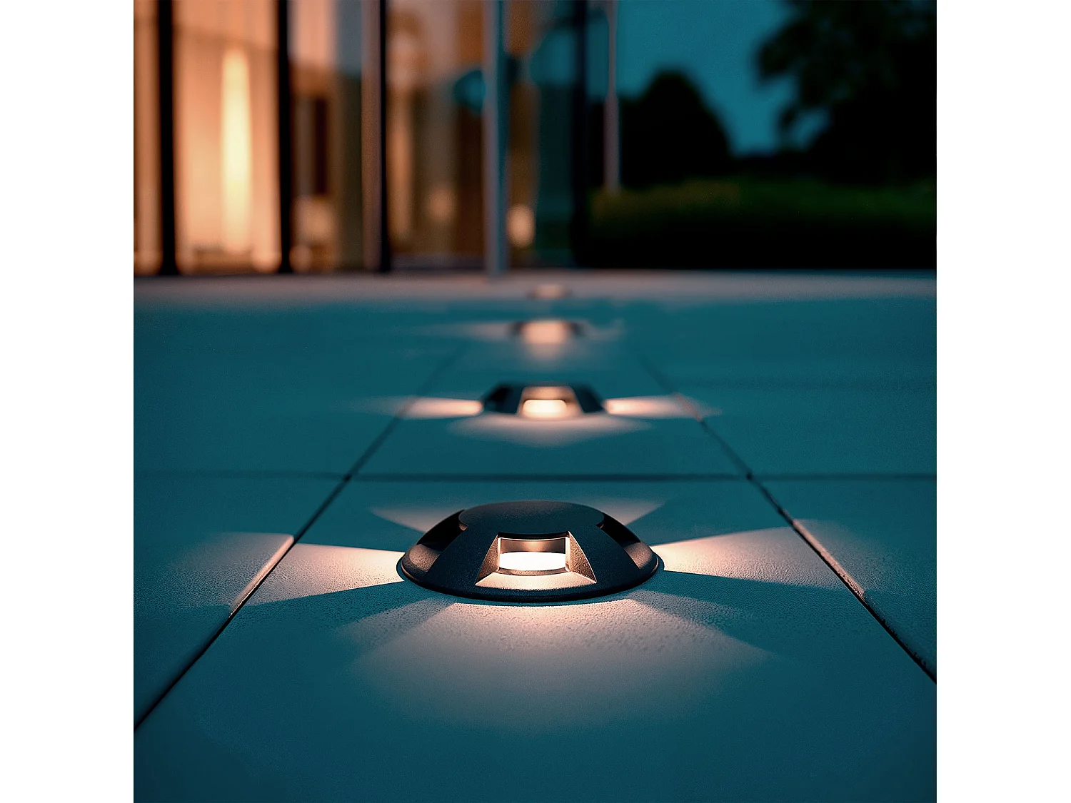 Baliza Exterior LED Empotrable Suelo 4L 24V DC Loto Negro