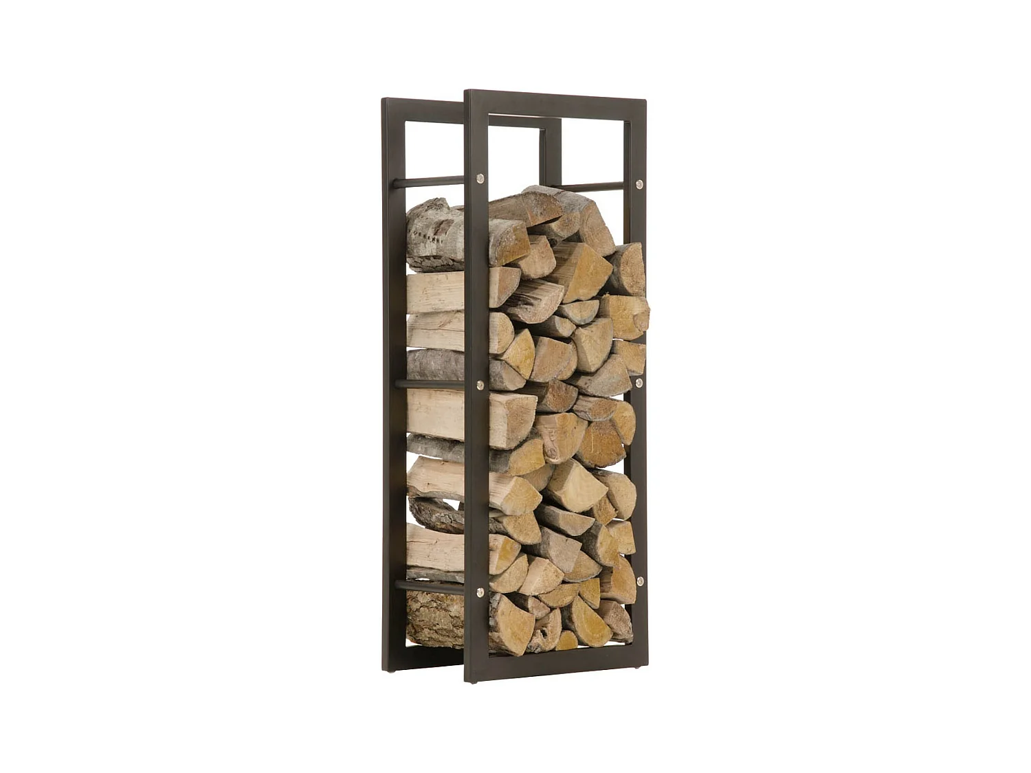 Etagère bois de cheminée - Métal - 25x40x150 cm - Noir-mat - Keri