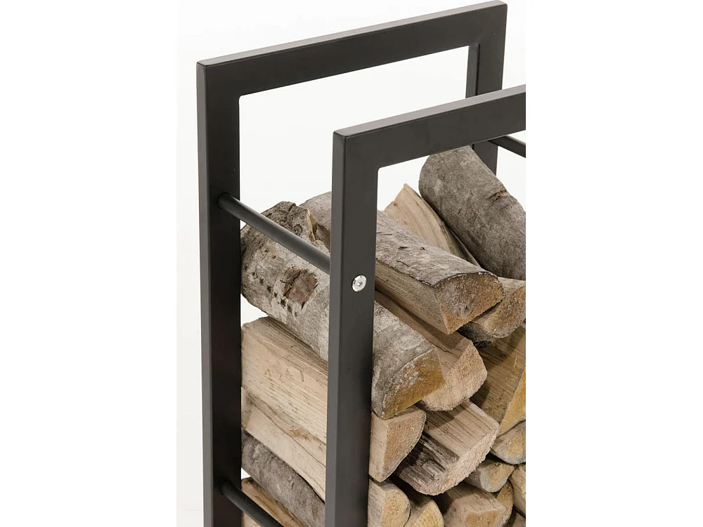 Etagère bois de cheminée - Métal - 25x40x150 cm - Noir-mat - Keri