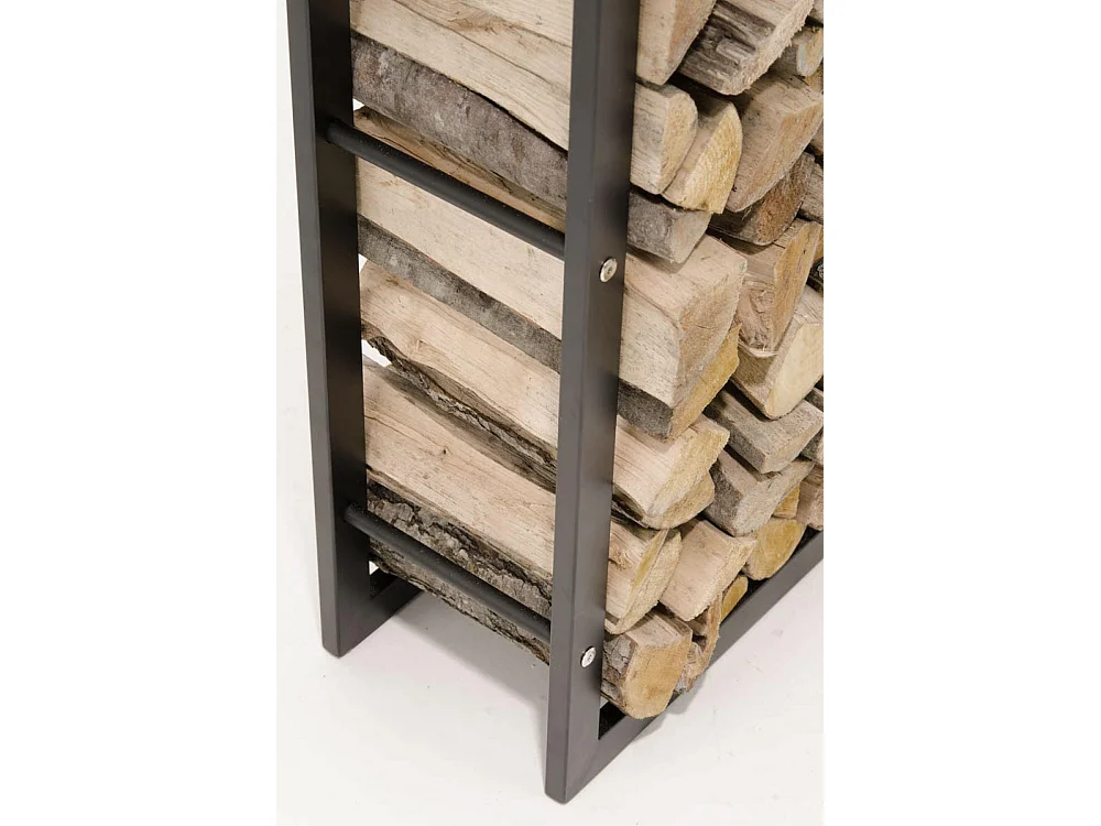 Etagère bois de cheminée - Métal - 25x40x150 cm - Noir-mat - Keri