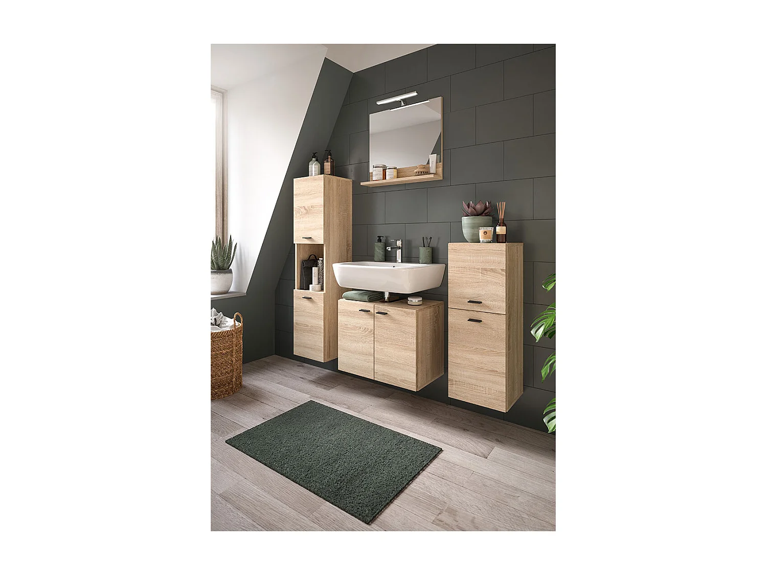 Boston Badschrank 2 Türen Eiche Dekor.