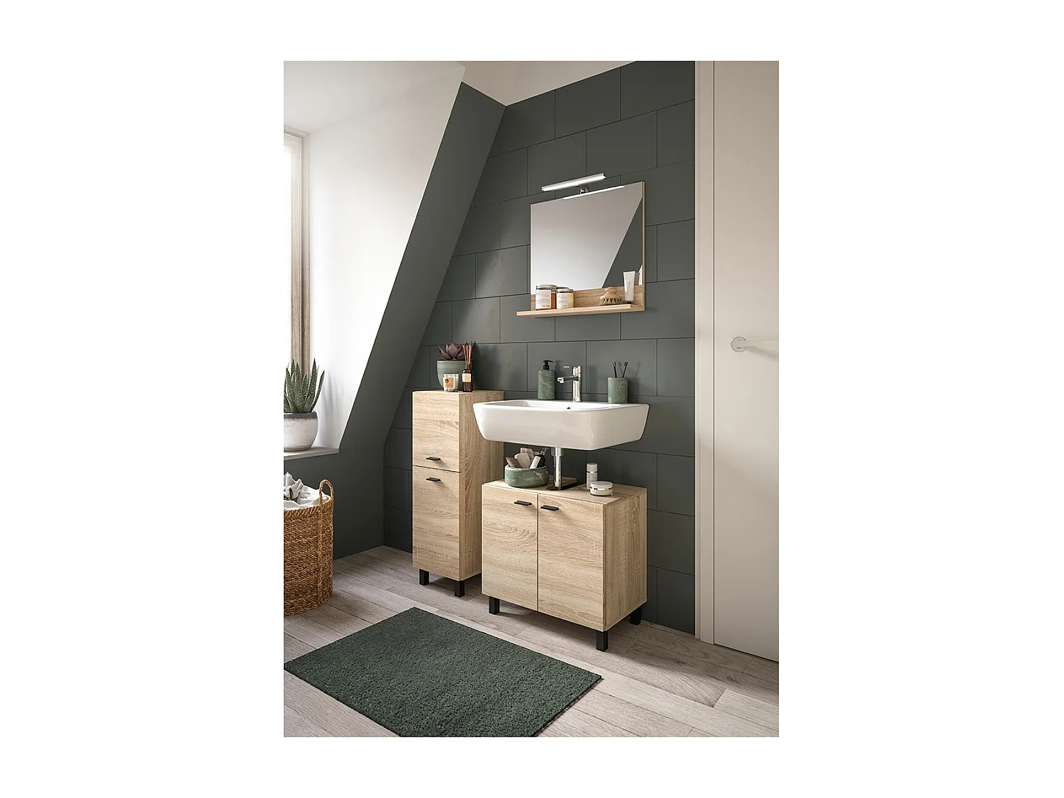 Boston Badschrank 2 Türen Eiche Dekor.