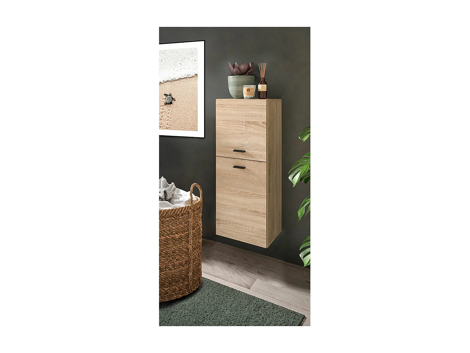 Boston Badschrank 2 Türen Eiche Dekor.