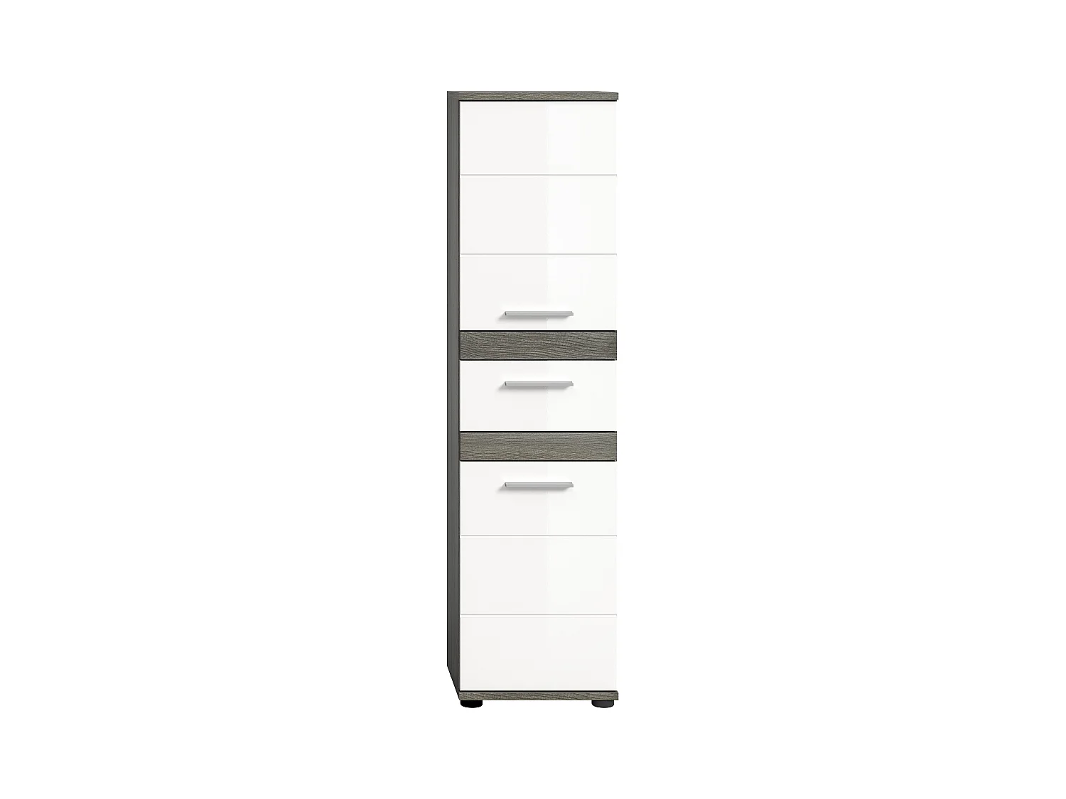 Mueble alto de baño Blake 1 cajón 2 puertas blanco alto brillo, gris.