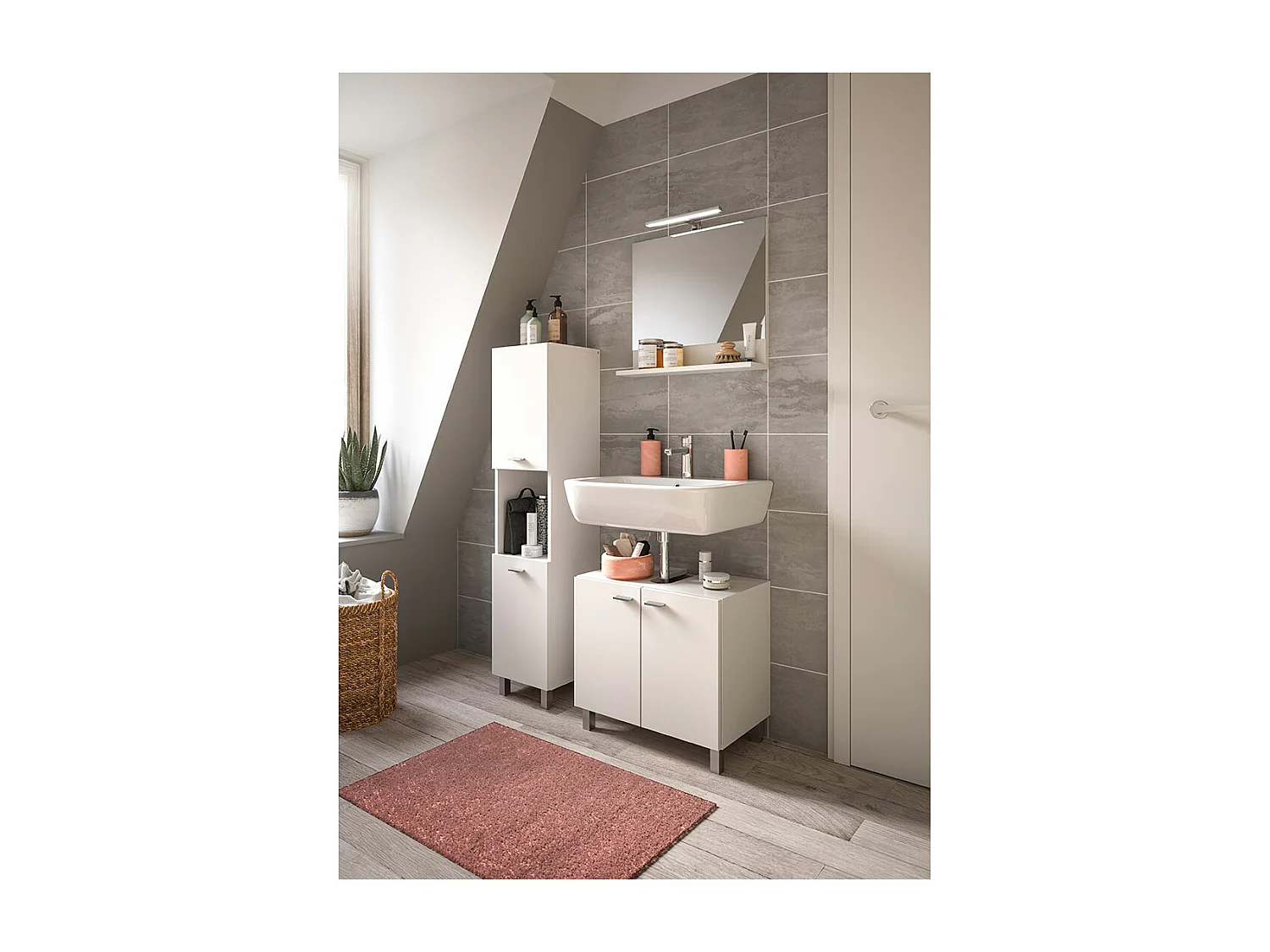 Mueble alto baño Boston 2 puertas 1 ambiente blanco.